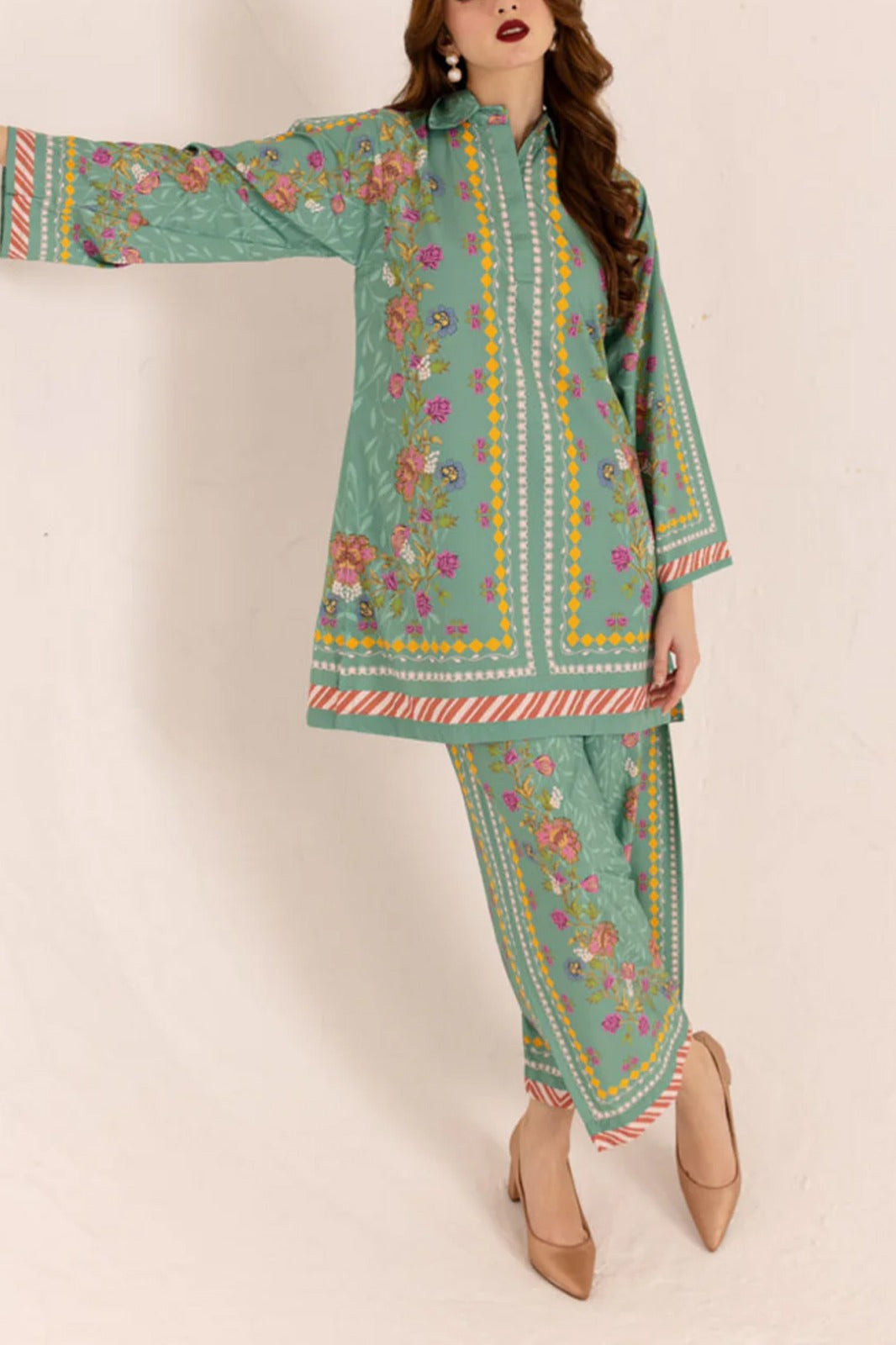 Women’s Stitched 2 Piece Set – Printed Shirt with Trouser