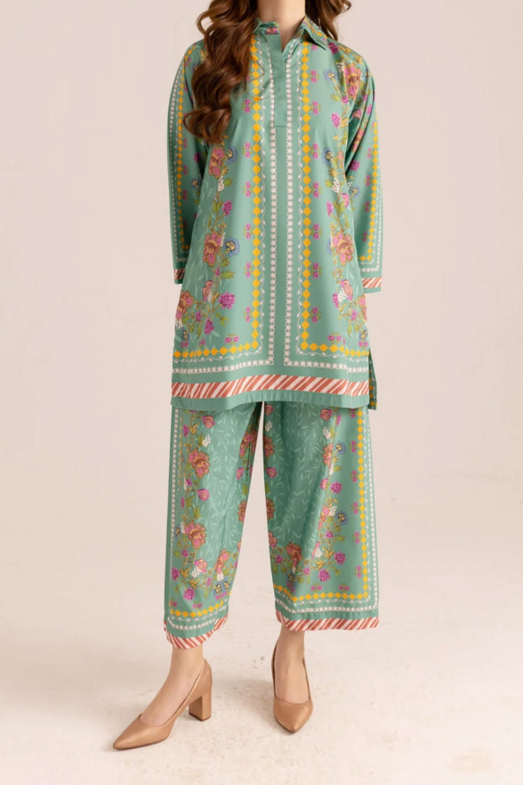 Women’s Stitched 2 Piece Set – Printed Shirt with Trouser