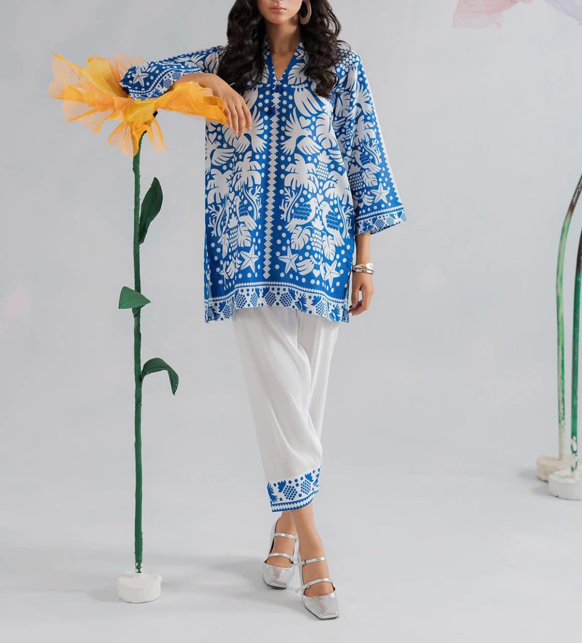2 piece printed shirt and printed trouser Stitched
